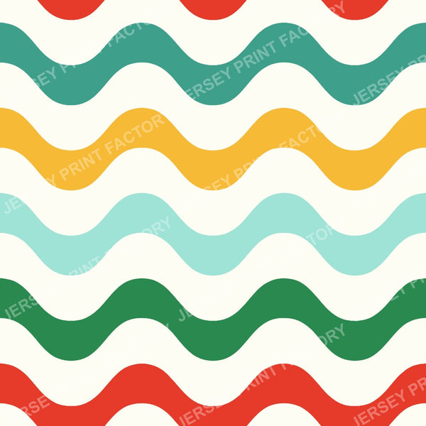 Colorful Bold Wavy Stripes On Ivory