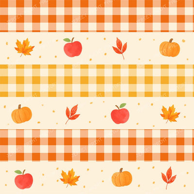 Cozy fall borders stripes, gingham ,leaves and pumpkins