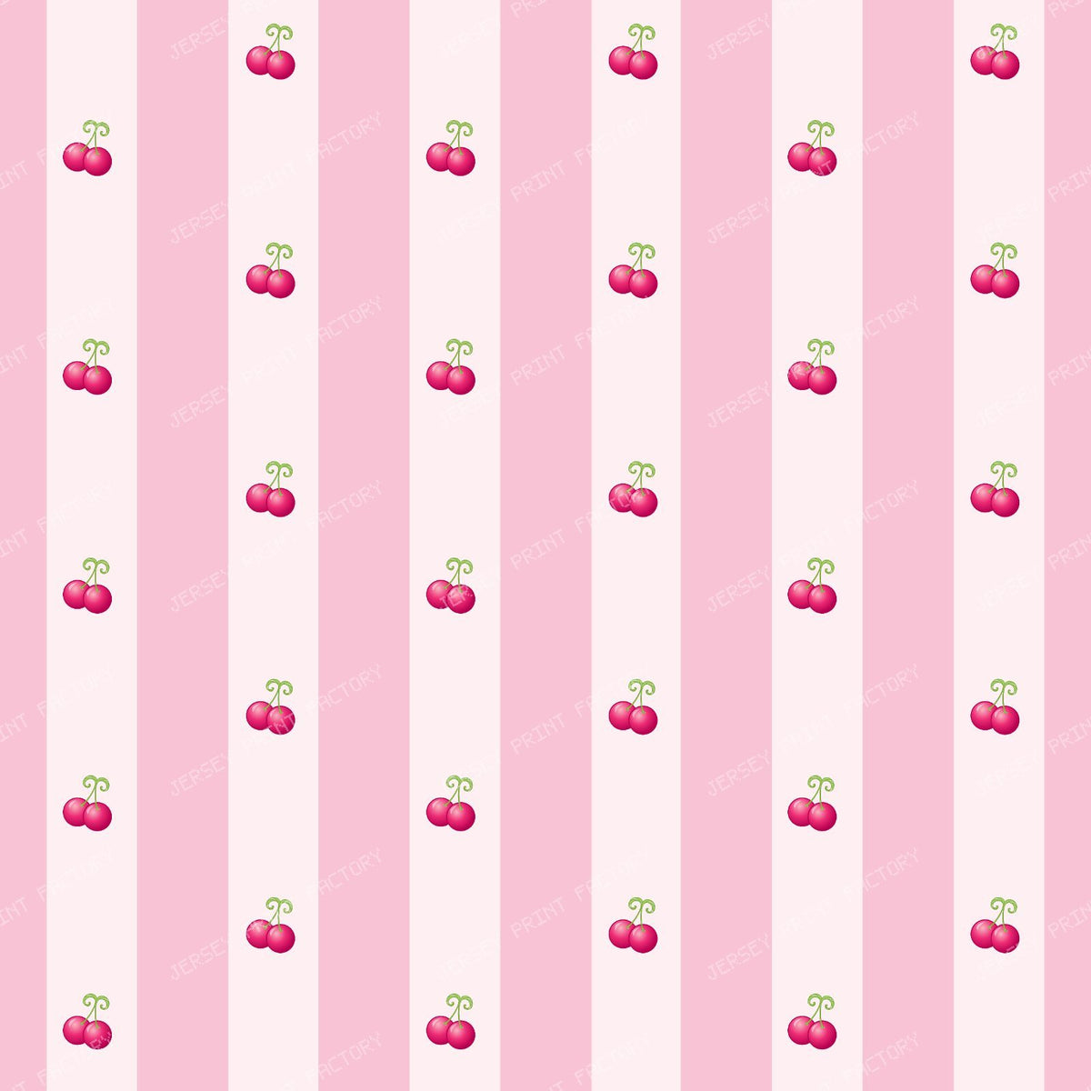 Pattern Of Cherries, Pink Cherries, Mint Green Stripes — Pink 1