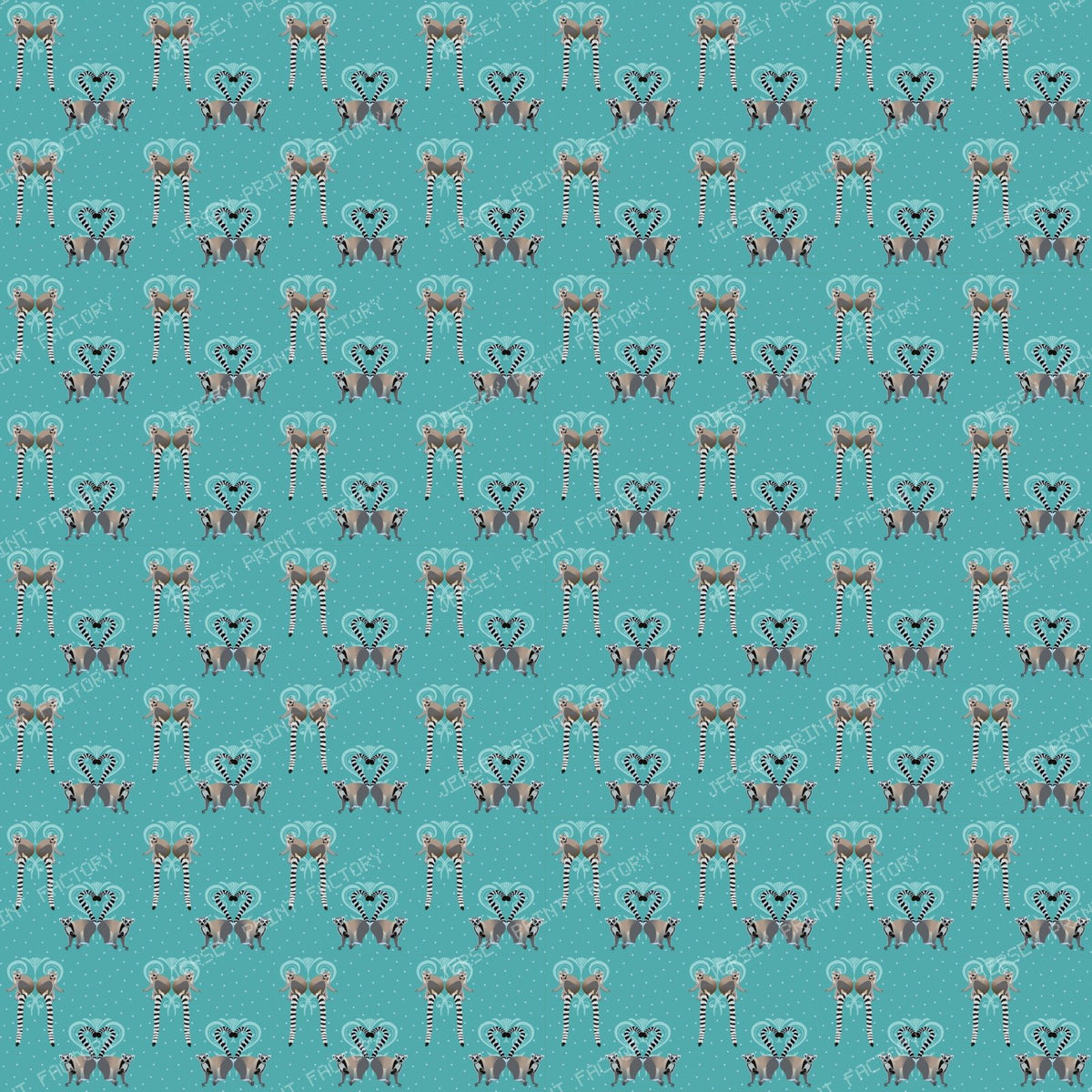 Lemurs in Love on Light Teal