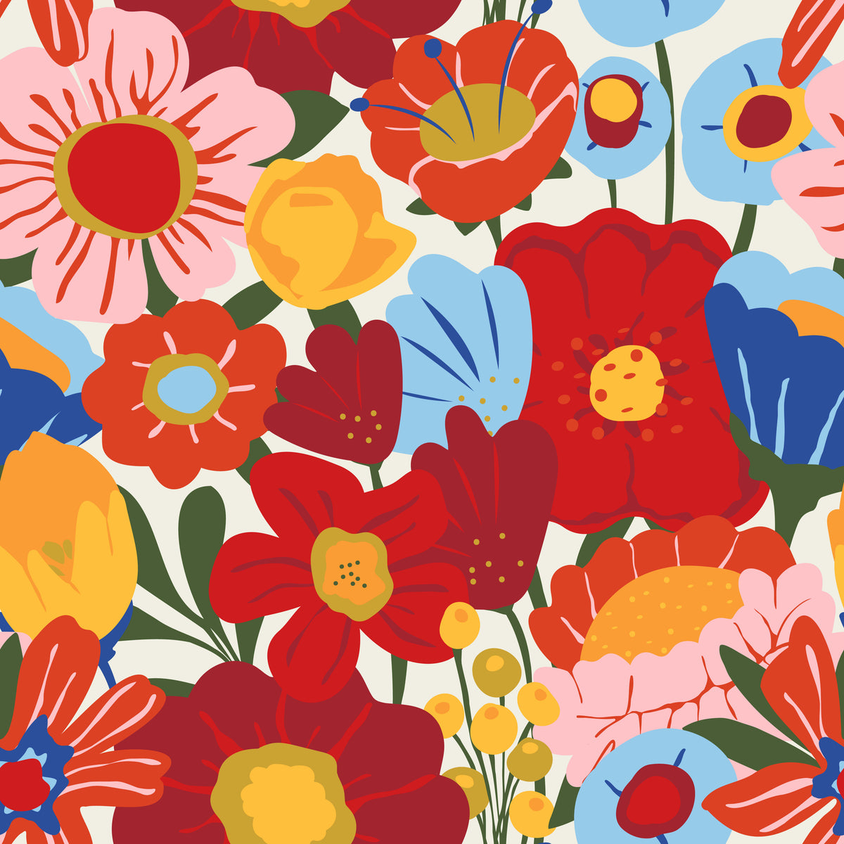 Funky Floral in Mediterranean Multi and Cream