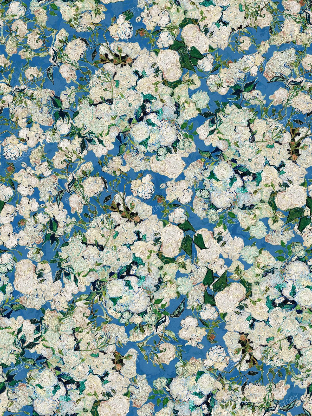 Vincent van Gogh Original Roses - Post Impressionist Museum Masterpiece - Turquoise — Blue