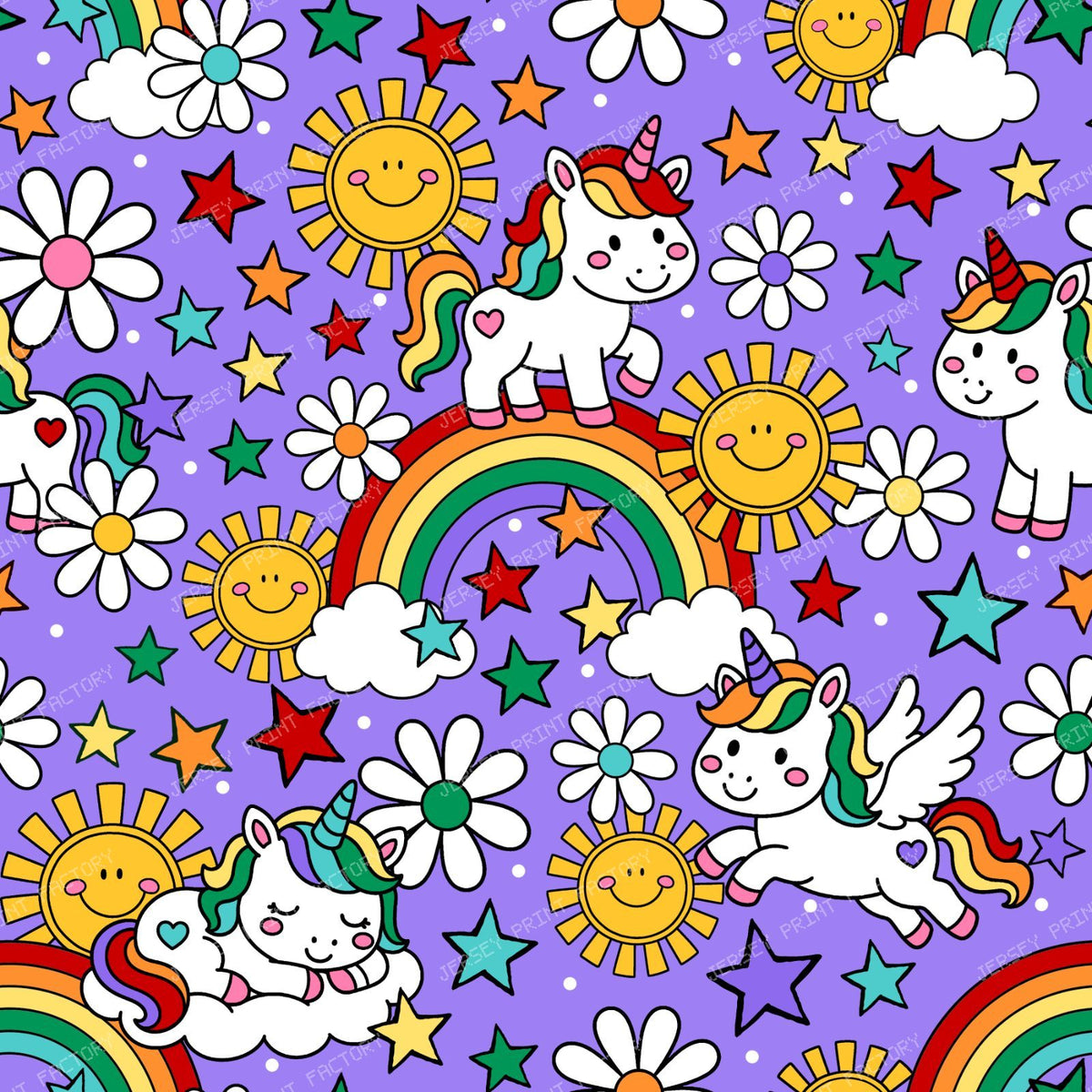 Unicorns  Sunshine and Rainbows  in Purple