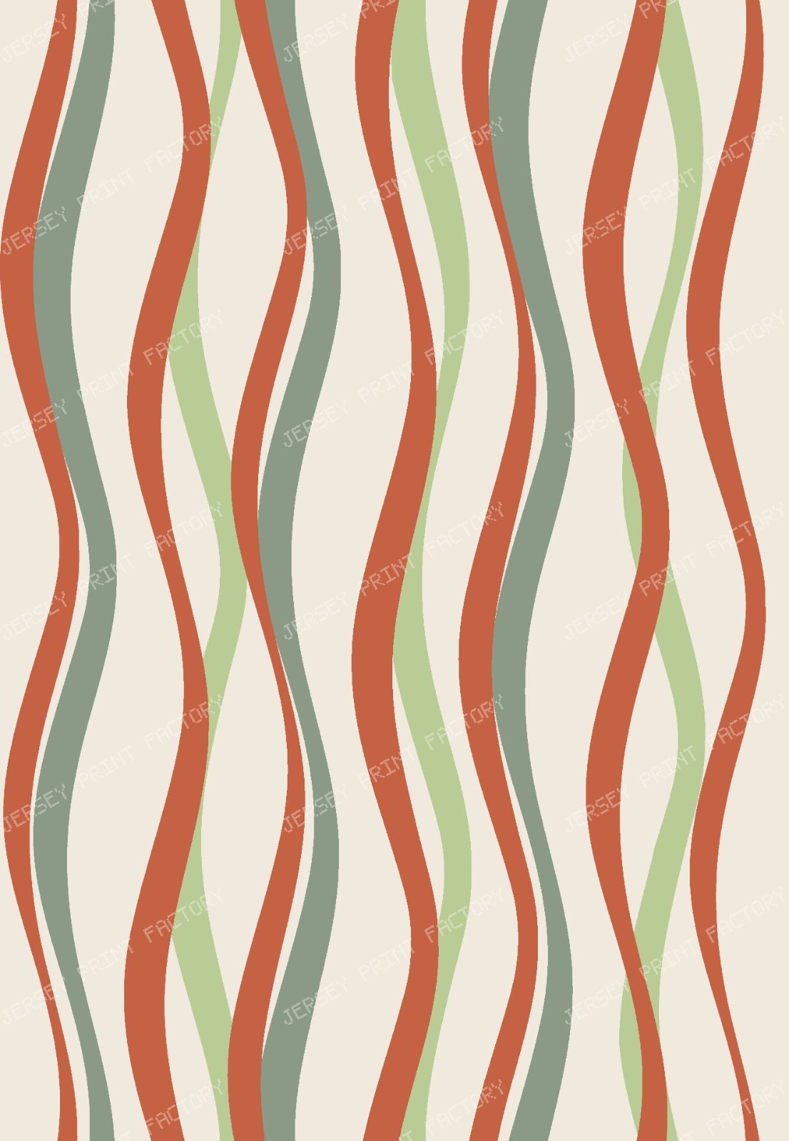 Earthy Terracotta and Sage Green Wavy Retro Stripes Pattern