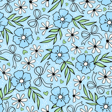 Coquette Meadow Wildflower Floral In Soft Blue