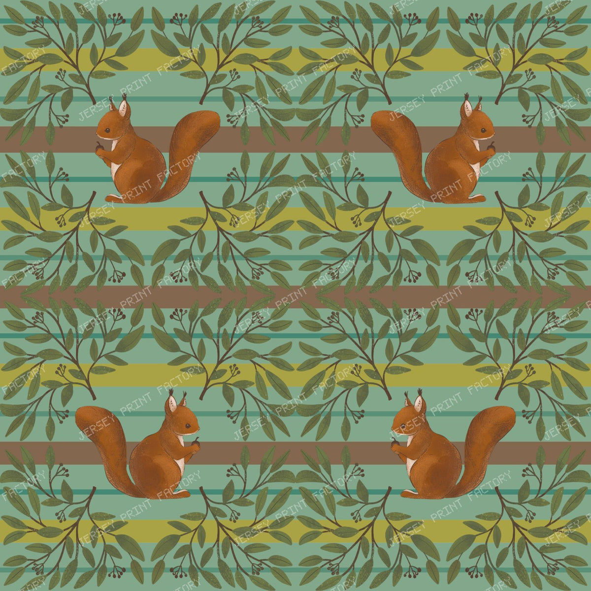 Squirrels and Stripes Fern Green