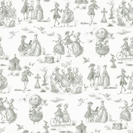 DANSE MACABRE TOILE -  MOSS GREY ON PARCHMENT