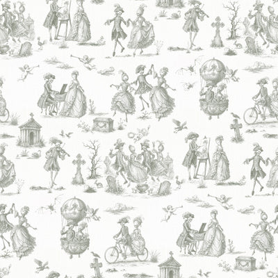 DANSE MACABRE TOILE -  MOSS GREY ON PARCHMENT