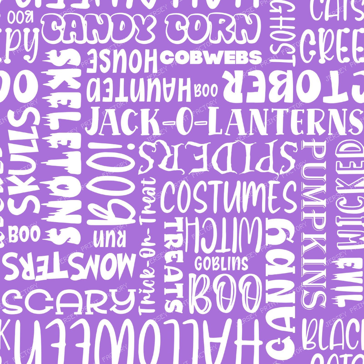 Halloween Word Cloud Sayings White On Purple