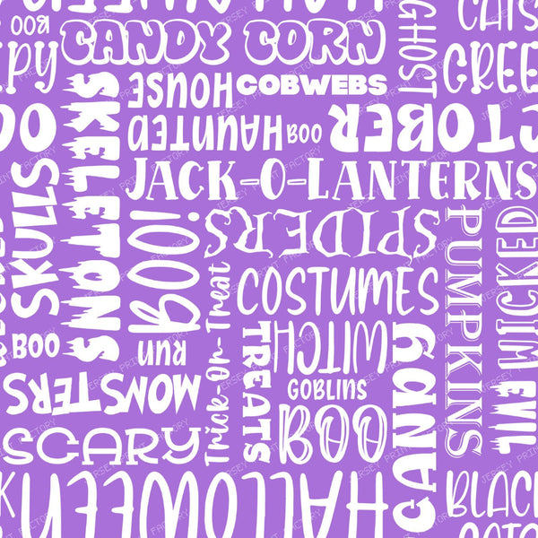 Halloween Word Cloud Sayings White On Purple