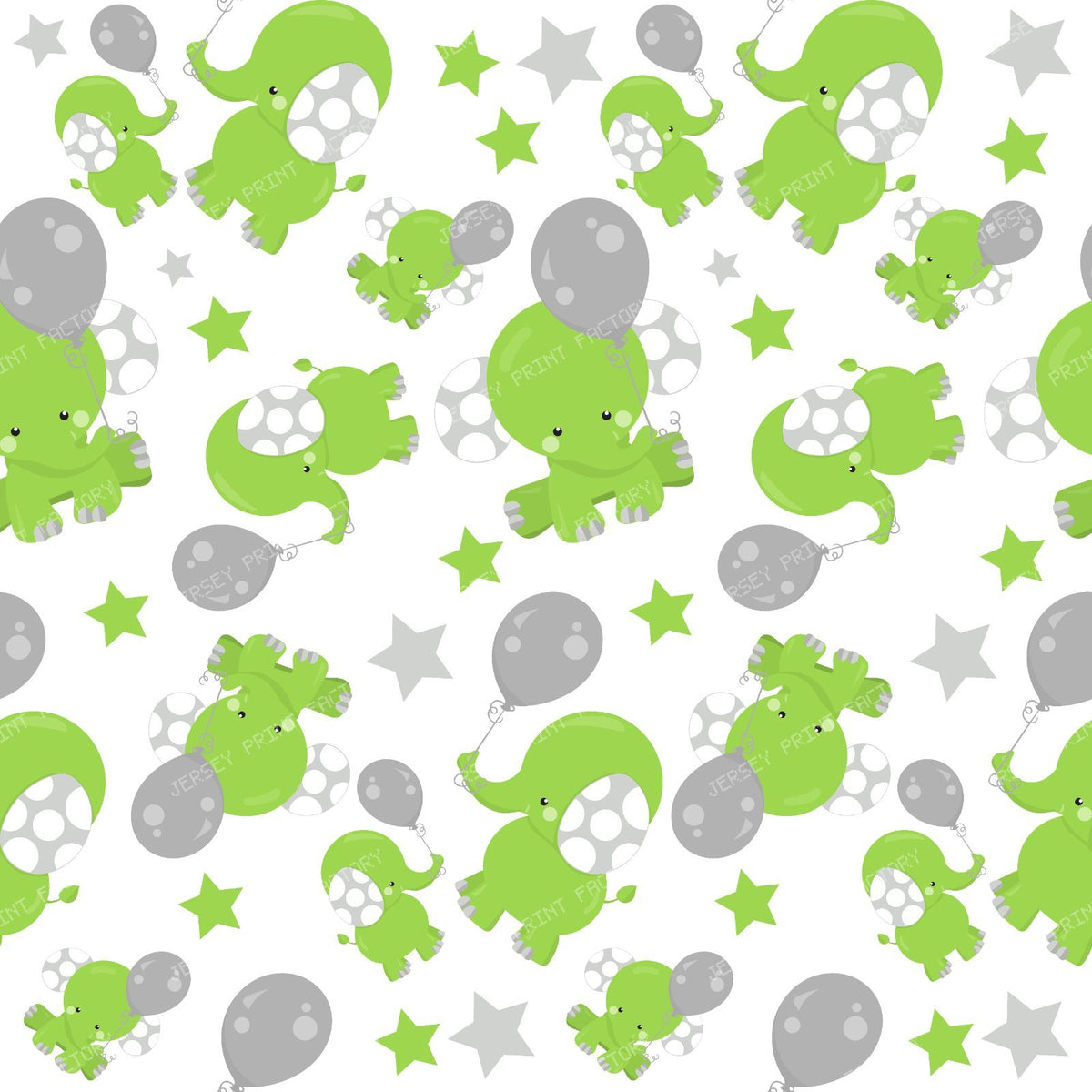Pattern Of Blue Elephants, Cute Elephants, Stars — Green 1