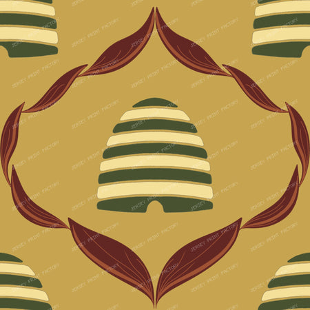 Autumn Farmhouse Botanical Beehive/ Old Harvest Lane Harvest Wheat and Forest Green