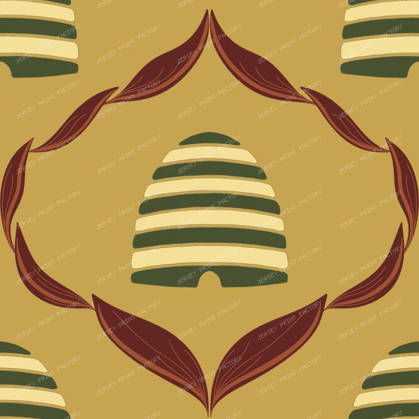 Autumn Farmhouse Botanical Beehive/ Old Harvest Lane Harvest Wheat and Forest Green