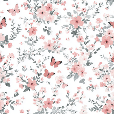 Soft Pink Floral Boho Butterfly Kids Nursery