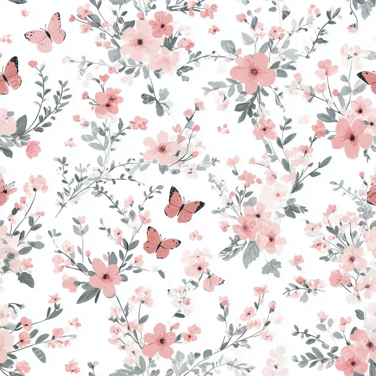 Soft Pink Floral Boho Butterfly Kids Nursery