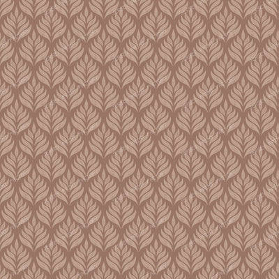 Botanical Floral Geometric Tile - Cottagecore Block Print Leaves - Charcoal Gray on White — Mocha Brown