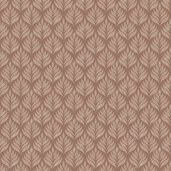 Botanical Floral Geometric Tile - Cottagecore Block Print Leaves - Charcoal Gray on White — Mocha Brown