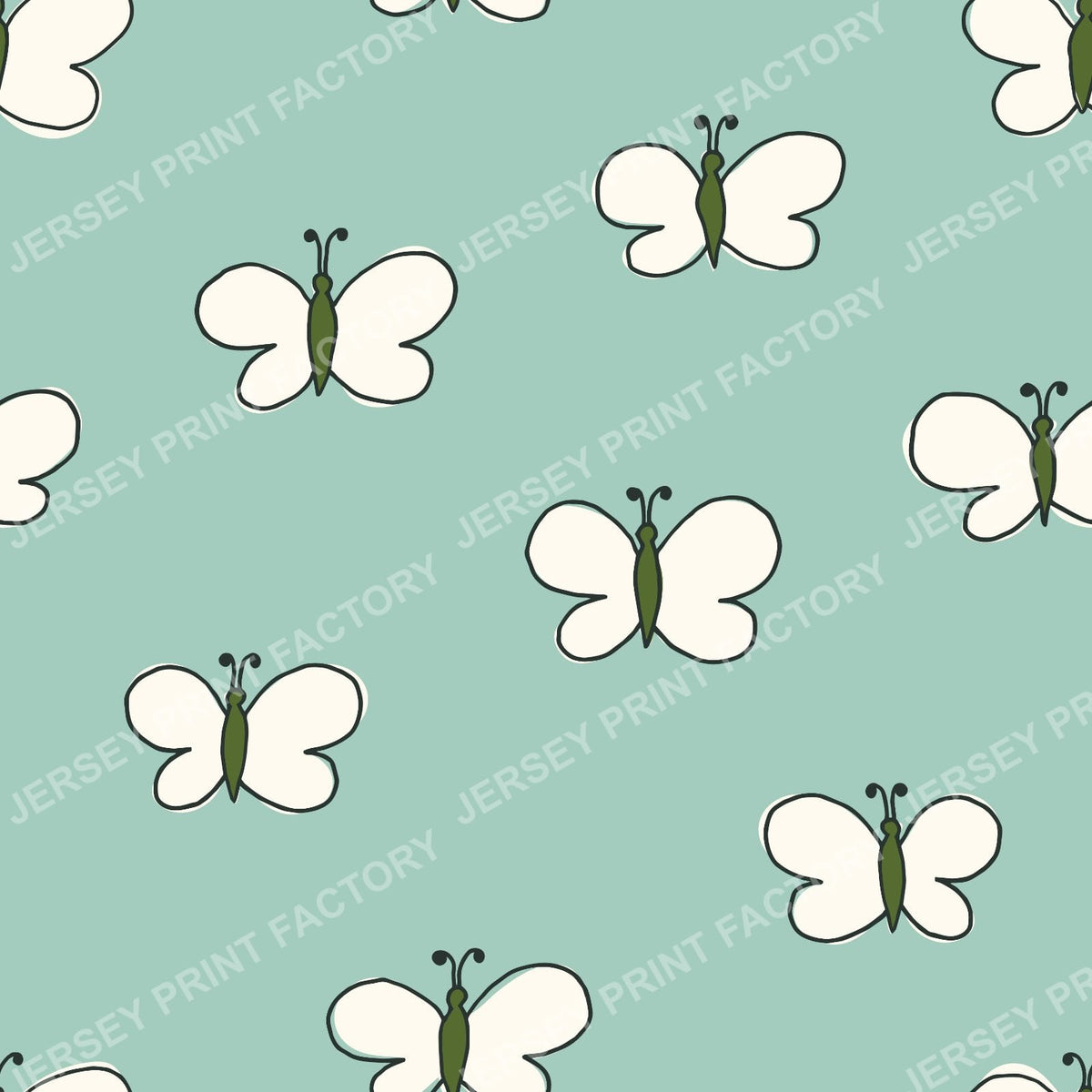 Retro Folk Art Butterflies Mint