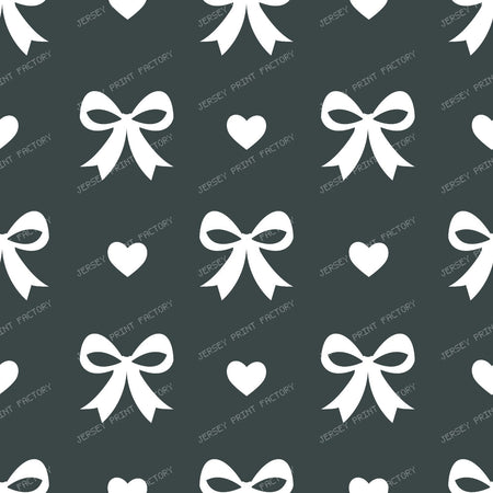 Bow Pattern, Coquette Bow, Ribbon, Cute Bow, White Bow, Hearts, Black — Gray 4