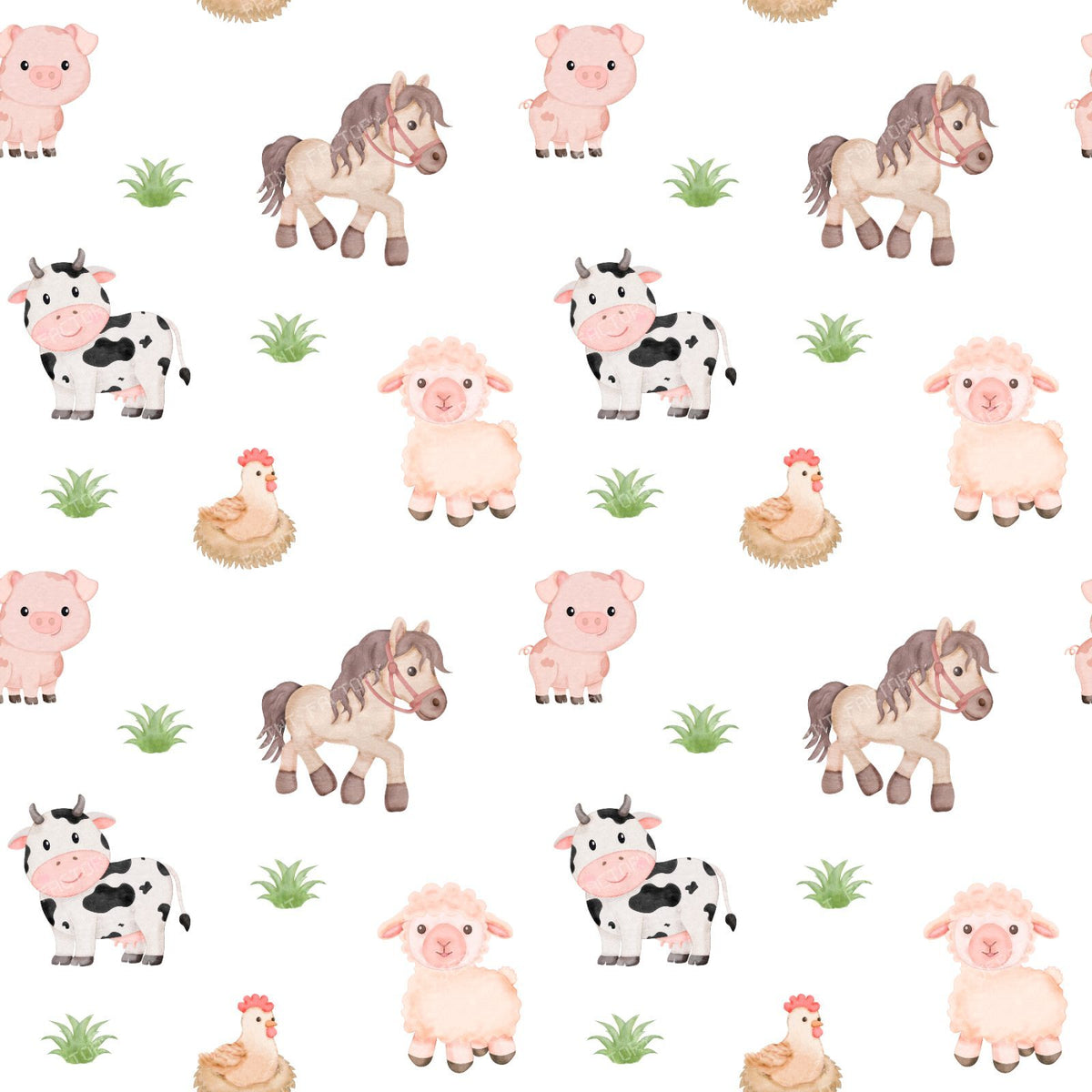 Farm Animals, Barnyard Animals, Cute Animals, Animal Pattern (Tileable)