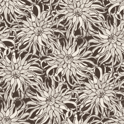 Moody Cactus Dahlia Line Art Vintage Botanical Floral — Toffee