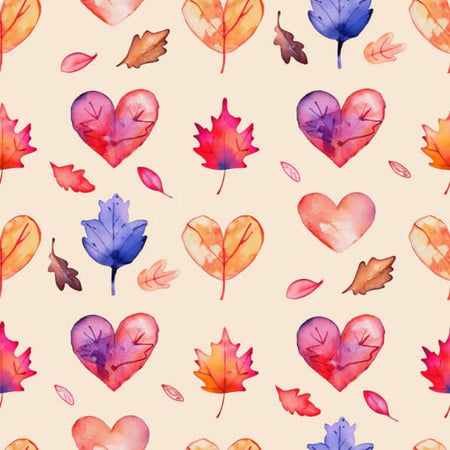 Watercolor Autumn Hearts & Leaves