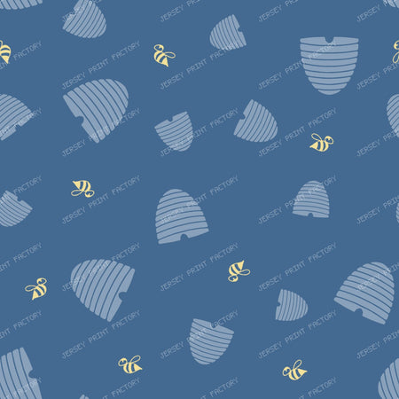 Busy Bees and Beehives Farmhouse Blender/ Old Harvest Lane Denim Blue and Yellow Bees
