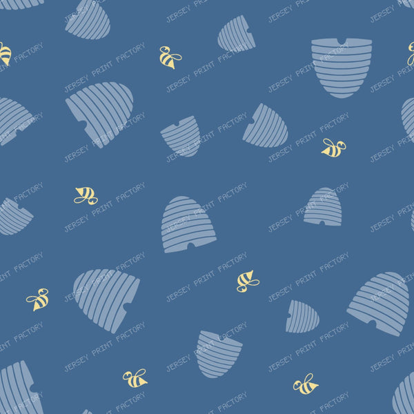 Busy Bees and Beehives Farmhouse Blender/ Old Harvest Lane Denim Blue and Yellow Bees