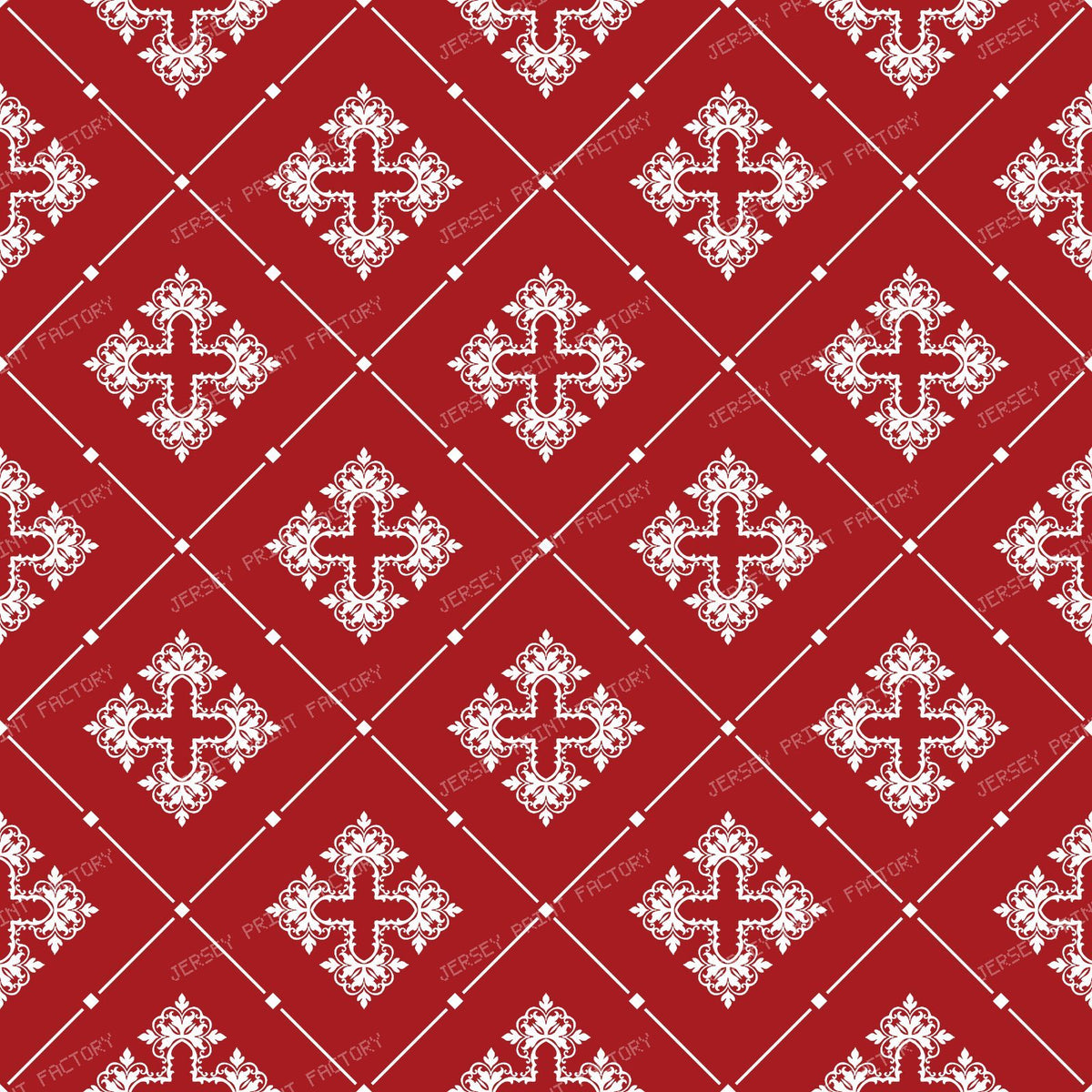 Black And White Damask, French Damask, Baroque Pattern — Red 1