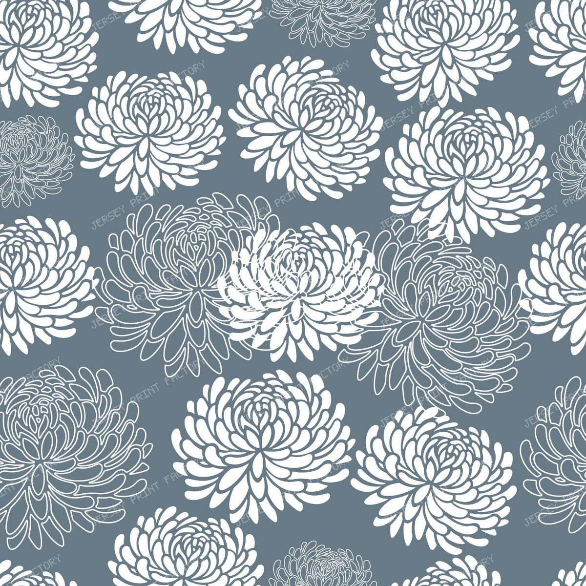Blue Dahlia, White Dahlia, Pattern Of Flowers — Gray 4