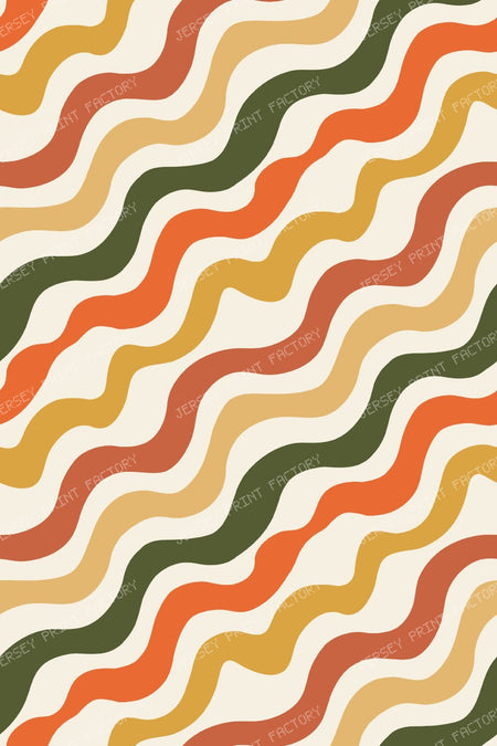 Mid-Century Retro Wavy Stripes