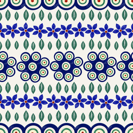 Polish Peacock Eyes Floral On Stoneware Ivory