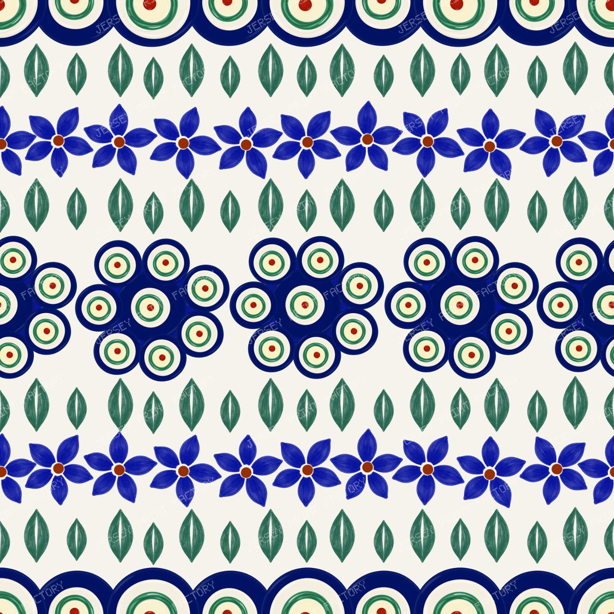 Polish Peacock Eyes Floral On Stoneware Ivory