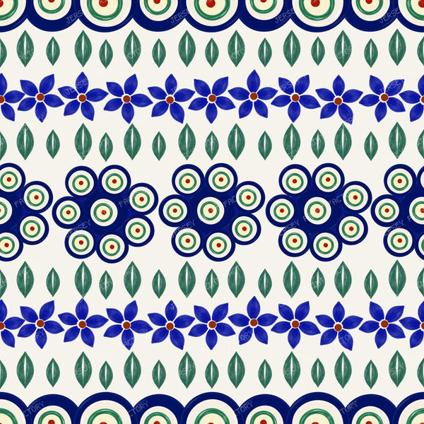 Polish Peacock Eyes Floral On Stoneware Ivory