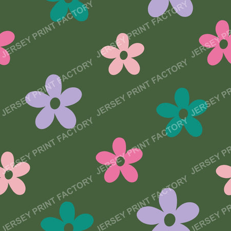 Simple pastel flowers on khaki green