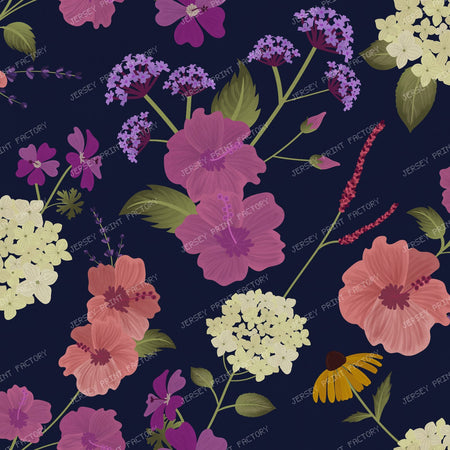 Vintage Cottage Garden Floral Botanical Flower Pattern — moody blue