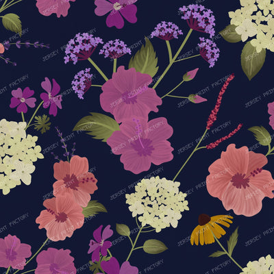Vintage Cottage Garden Floral Botanical Flower Pattern — moody blue