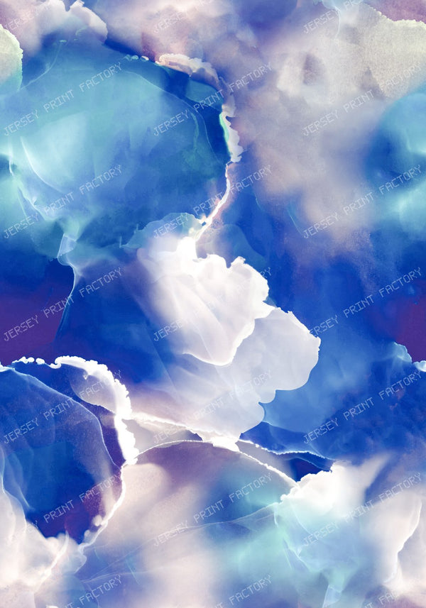 Deep Ocean Blue Fluid Alcohol Ink Abstract Seamless Pattern