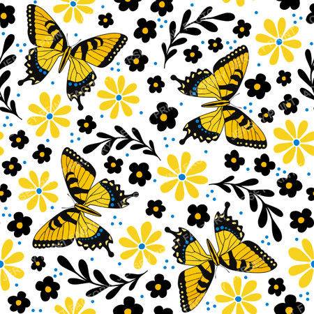 Yellow Tiger Swallowtail Butterfly Floral