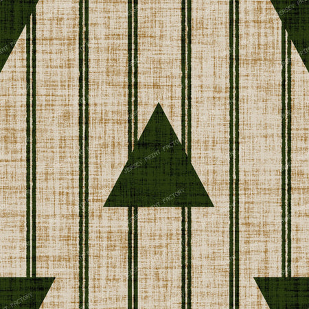 Festive Christmas Triangle Stripe in Warm Beige — Forest Green