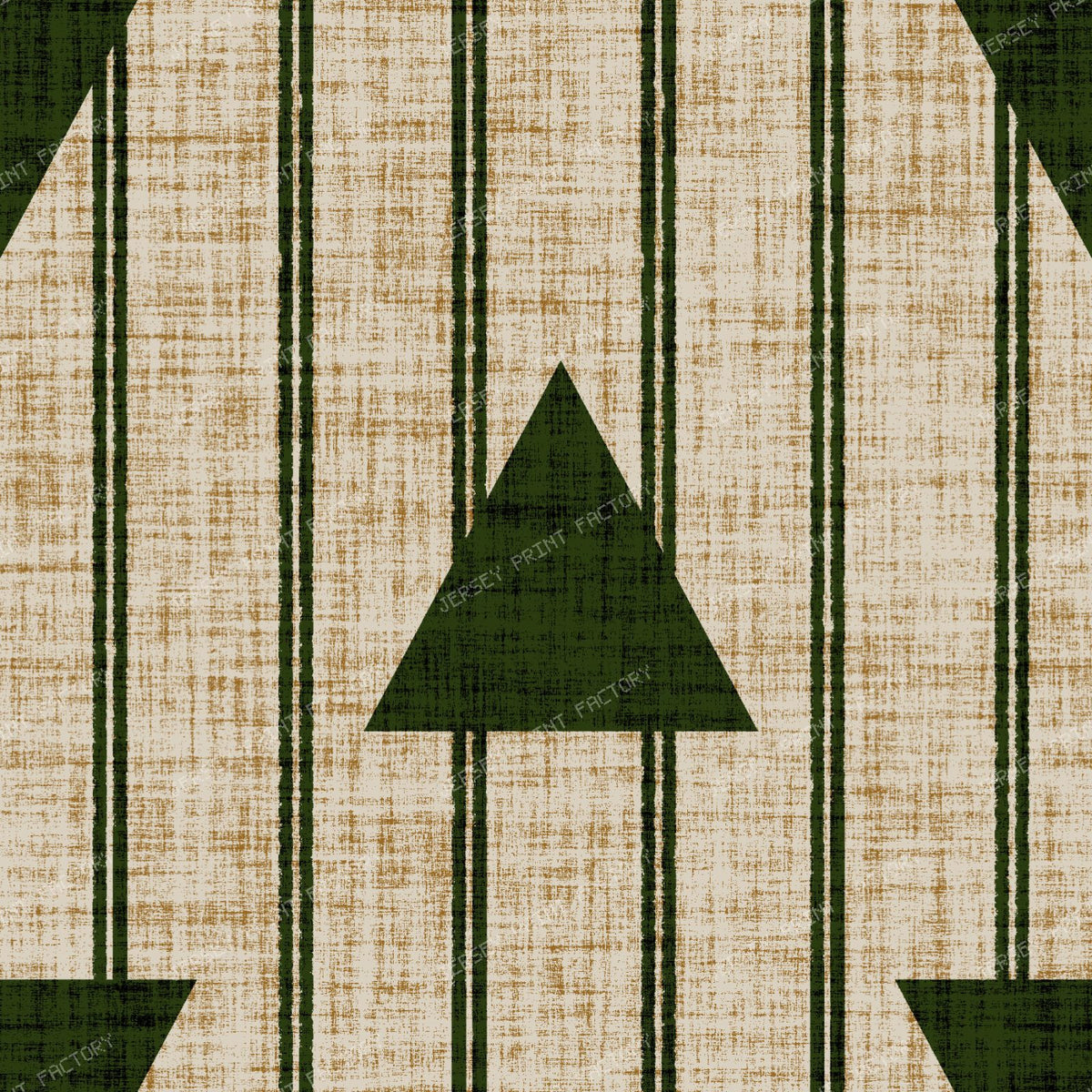 Festive Christmas Triangle Stripe in Warm Beige — Forest Green