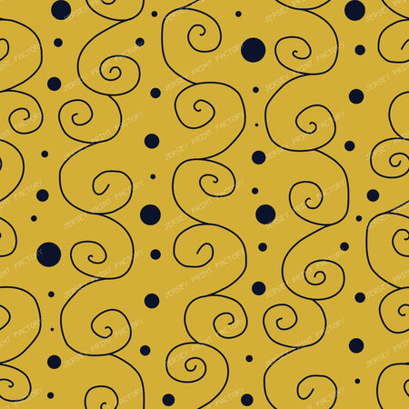 Cosmic Swirl Line Art — Midnight Hearth Blue On Yellow