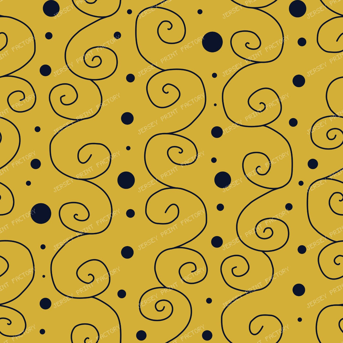 Cosmic Swirl Line Art — Midnight Hearth Blue On Yellow