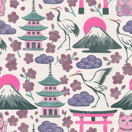 Colourful pastels springtime Japan - Light Pink and Grey