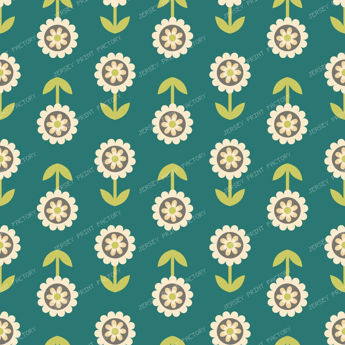 Pattern Of Flowers, Vintage Flowers, Retro Pattern, Blue — Green