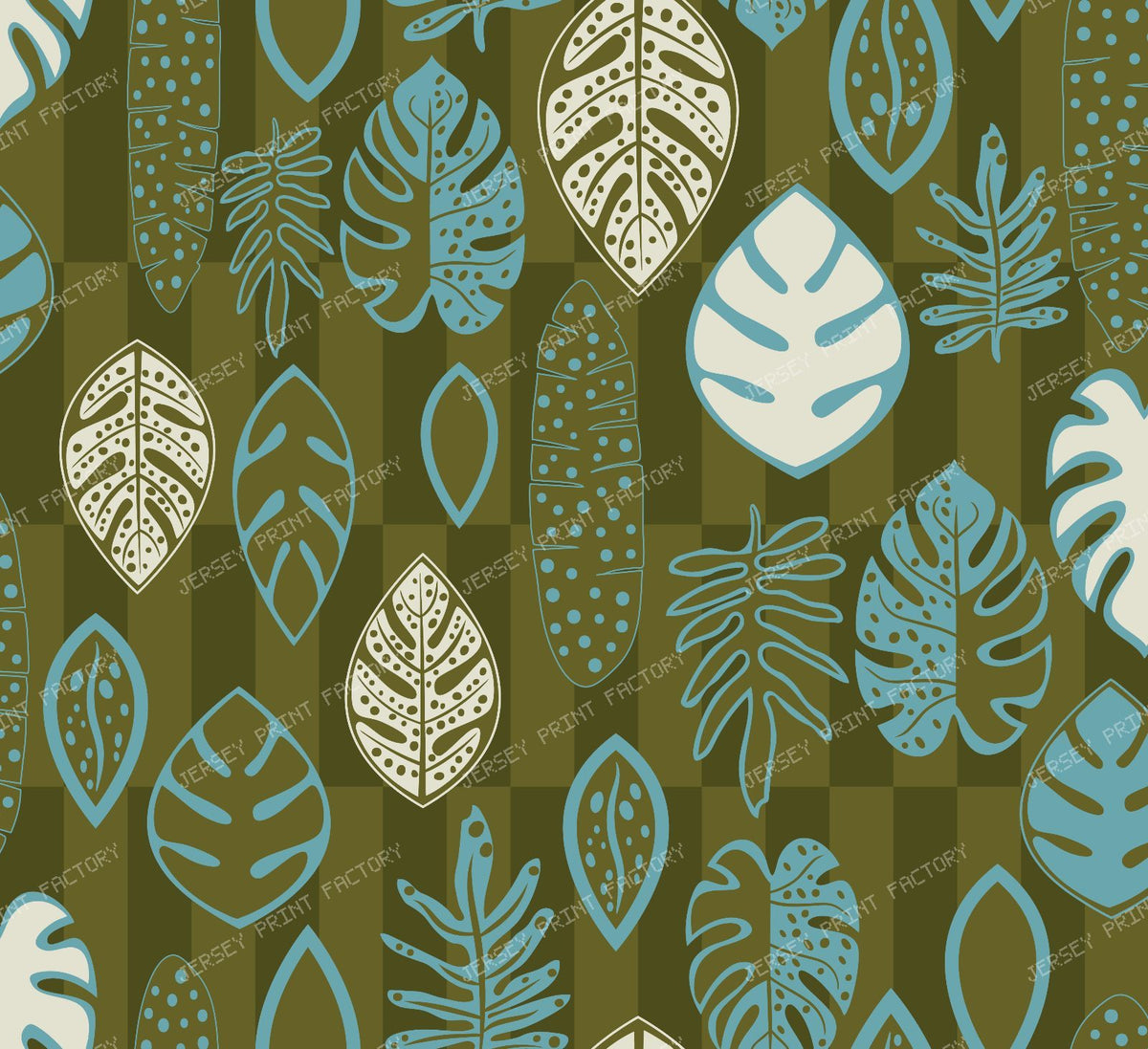 Tropical leaves on windowpane tile