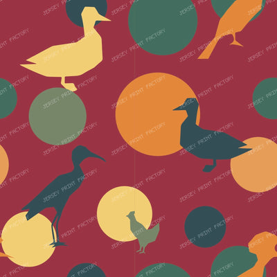 Countryside Birds and Circles on Earth Red