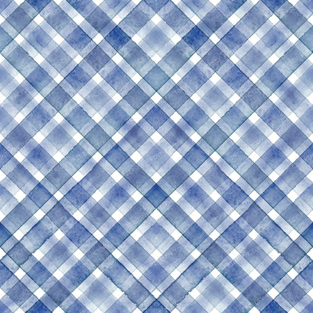 Watercolor stripe plaid seamless pattern. Blue stripes background.