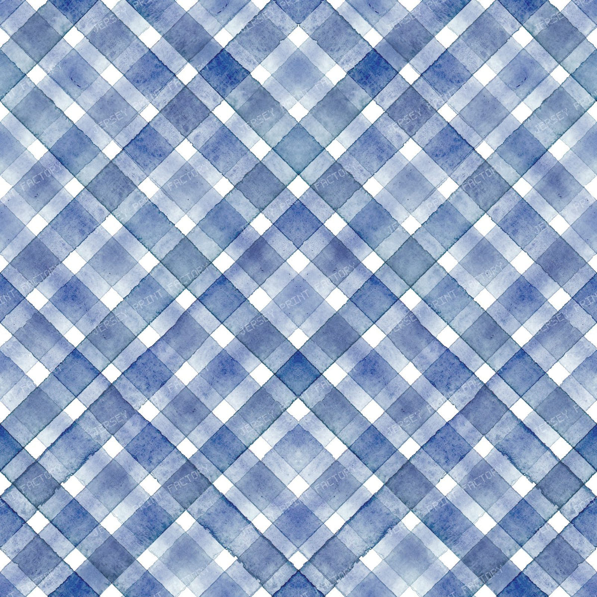 Watercolor stripe plaid seamless pattern. Blue stripes background.