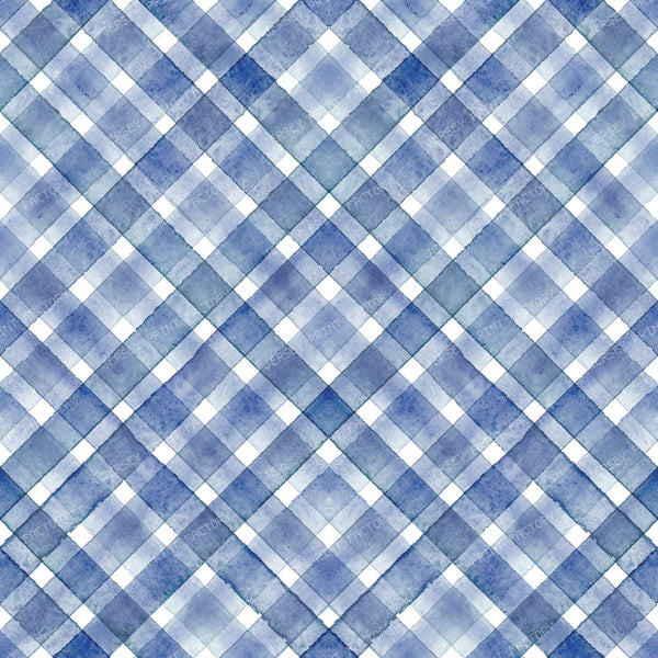 Watercolor stripe plaid seamless pattern. Blue stripes background.
